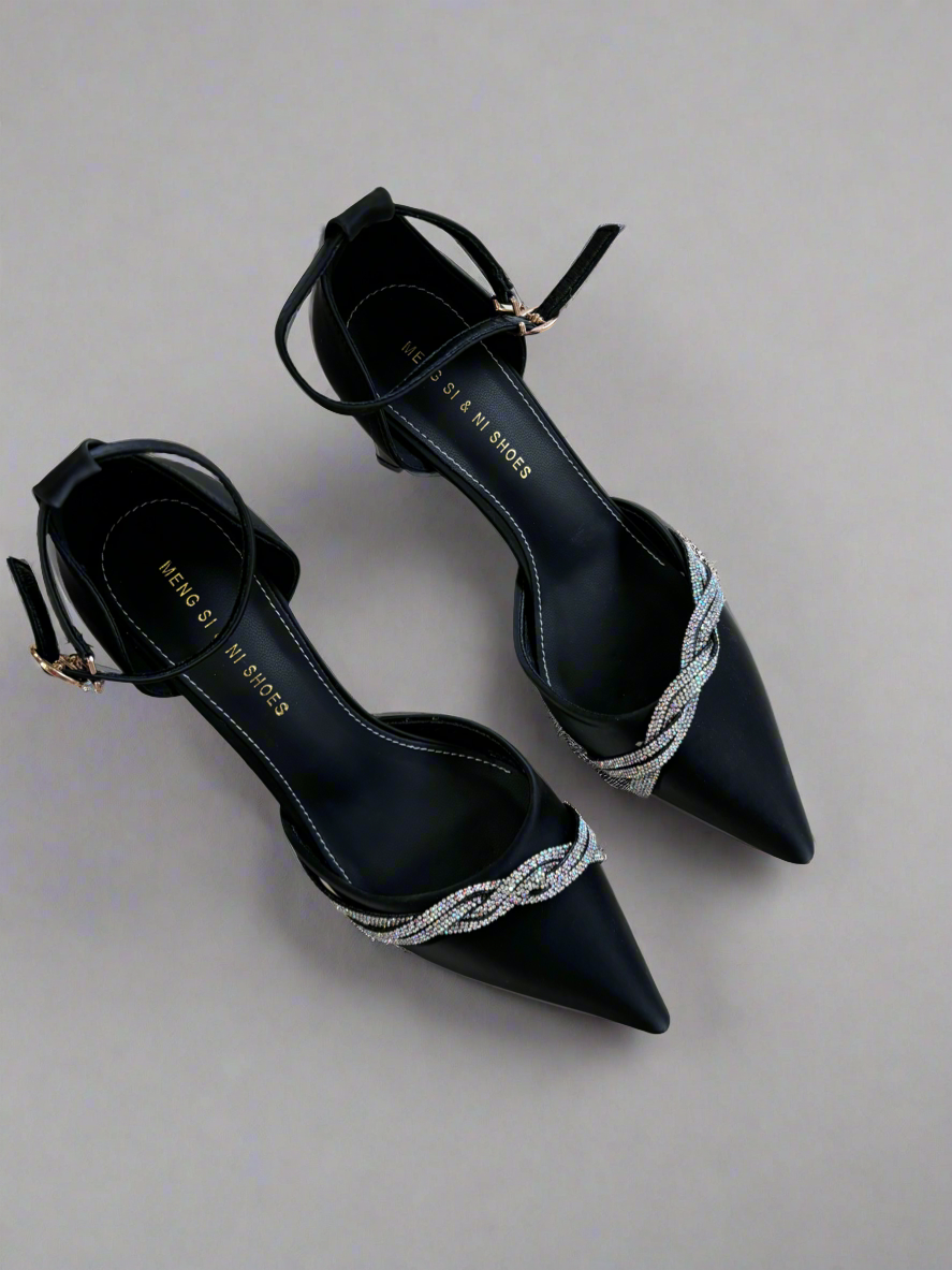 Stylish Pointed Toe Chain Adjustable Buckle Thin Heels main image 1